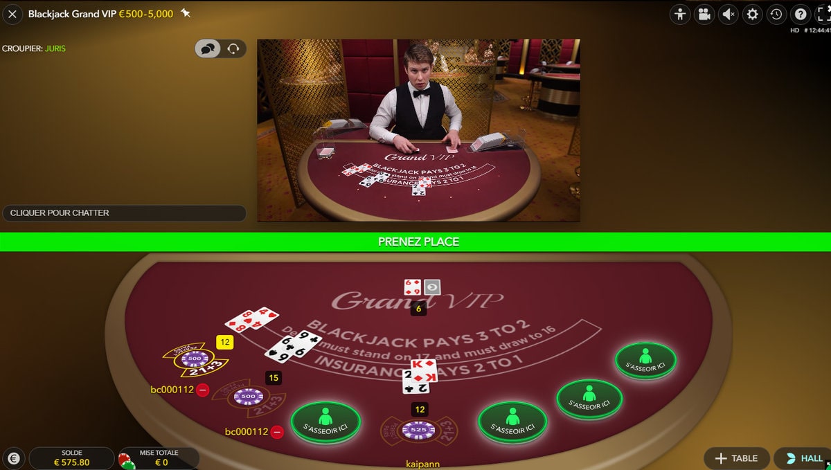 Table Blackjack Grand VIP d'Evolution Gaming