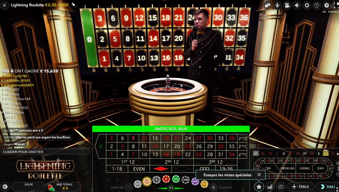 Gros gains sur la Ligthning Roulette