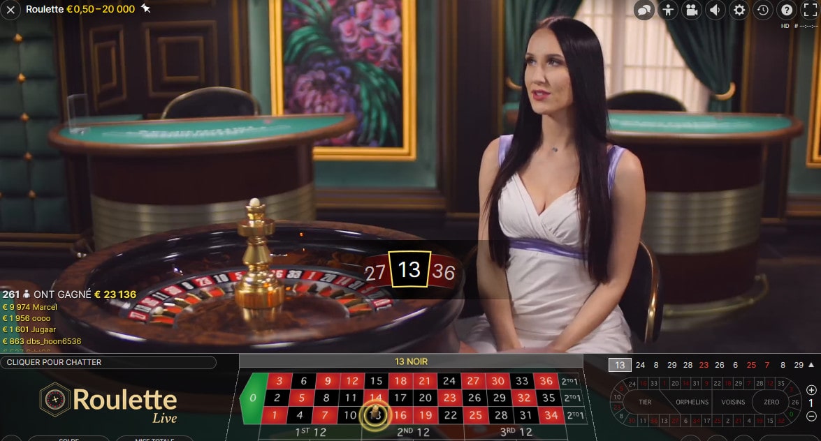 Roulette en live avec croupiere d'Evolution