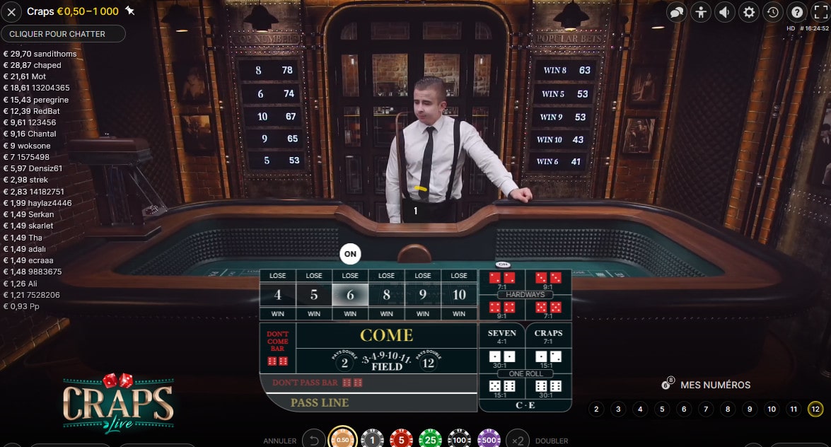 Studio de Craps Live avec croupier en live d'Evolution