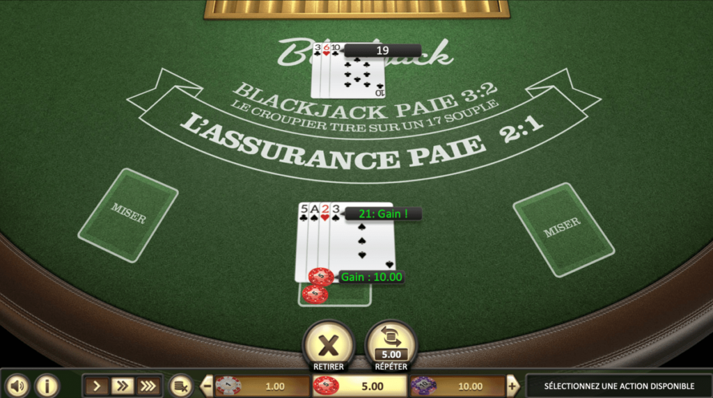 jeu de Blackjack Single Desk sur Netent en mode gratuit et RNG