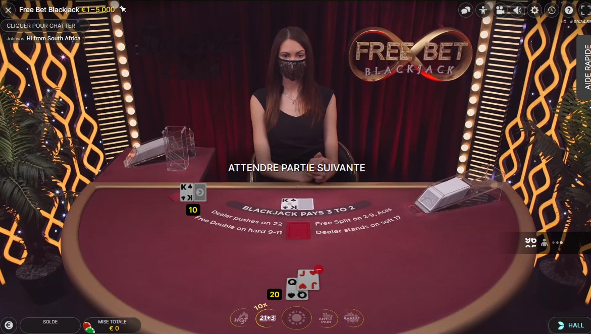 Arnaque au blackjack en live inexistante