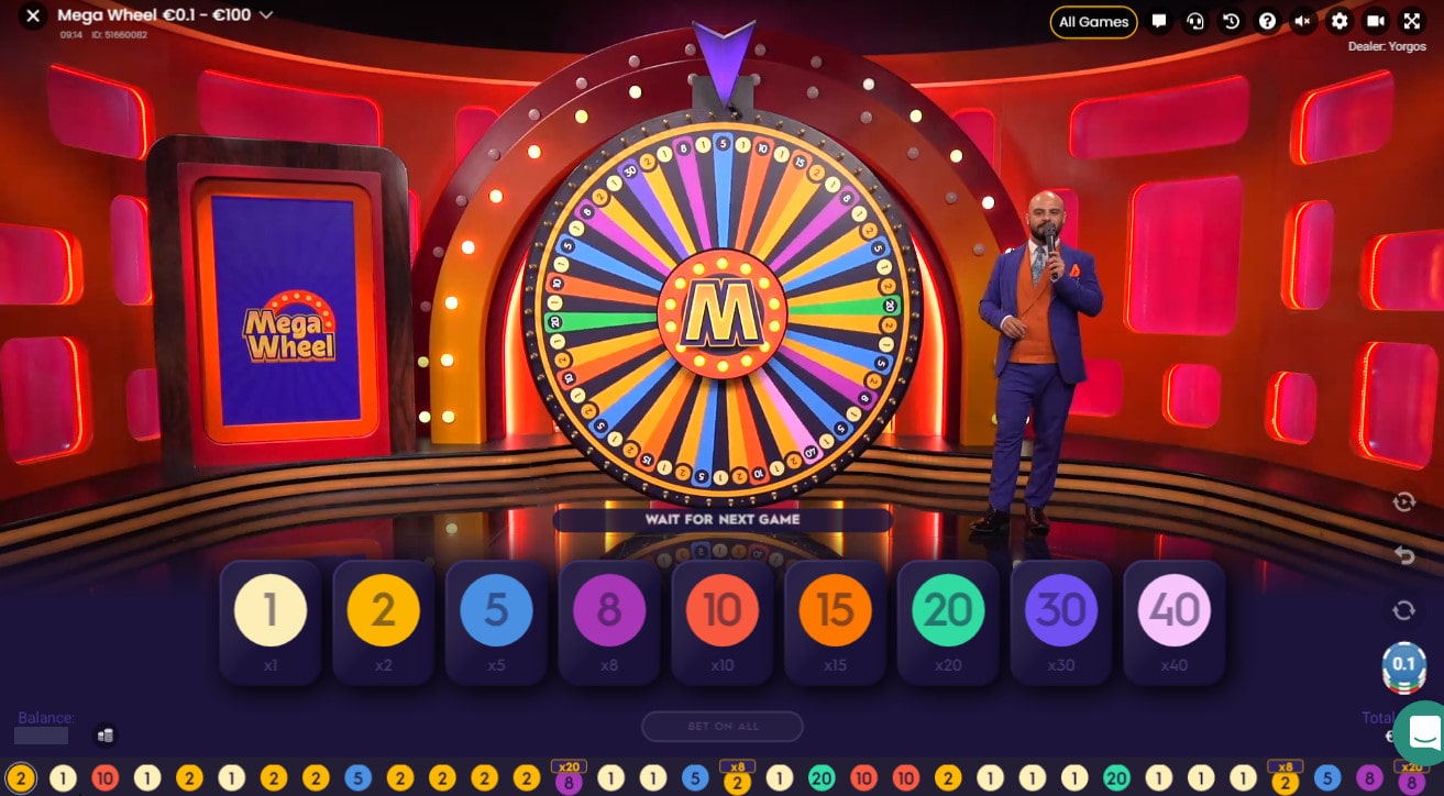 jeu de Mega Wheel avec croupier en direct de Pragmatic Play Live