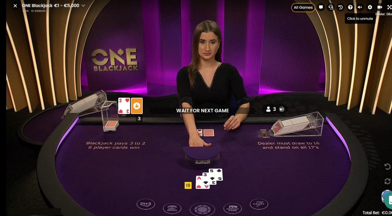 jeu de black jack avec croupier en direct de Pragmatic Play Live