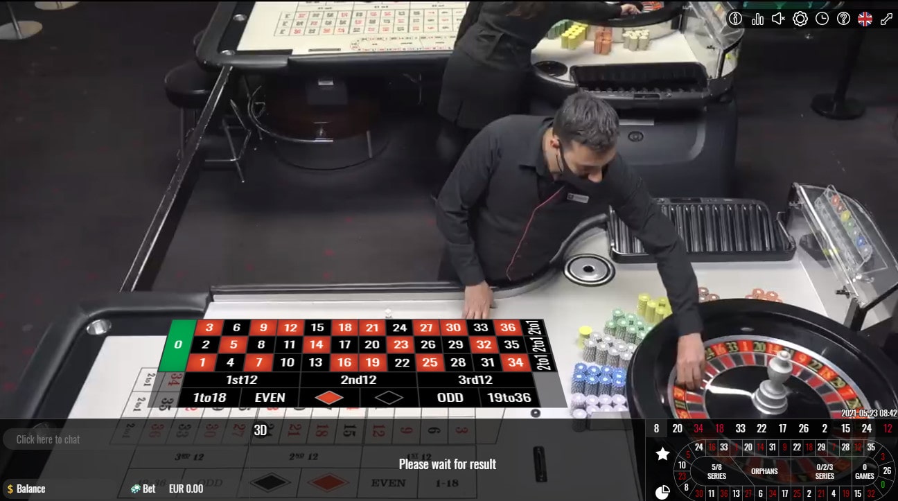 Table de roulette du Portomaso Casino de Malte retransmis via la technologie Vivo Gaming