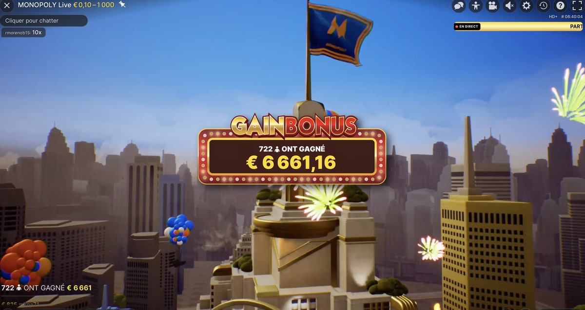 Gain Bonus de Monopoly Live