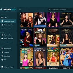 Jeux de blackjack en live sur le casino online LegendPlay