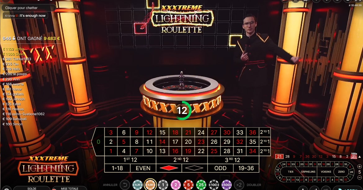 Croupier-animateur au Show TV sur le plateau de XXXtreme Lightning Roulette