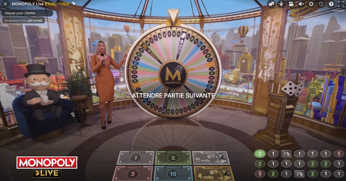 Jeux TV de Roue de la Fortune en ligne Monopoly Live