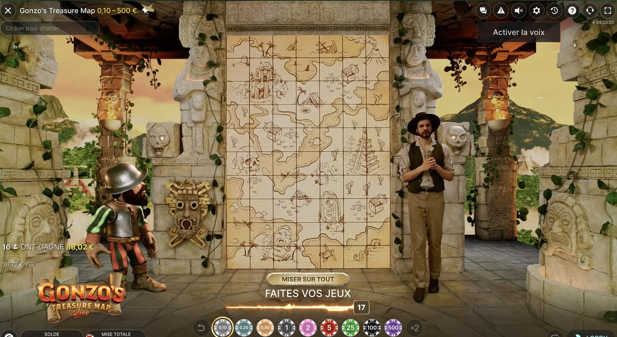 Croupier de Gonzo's Treasure Map d'Evolution