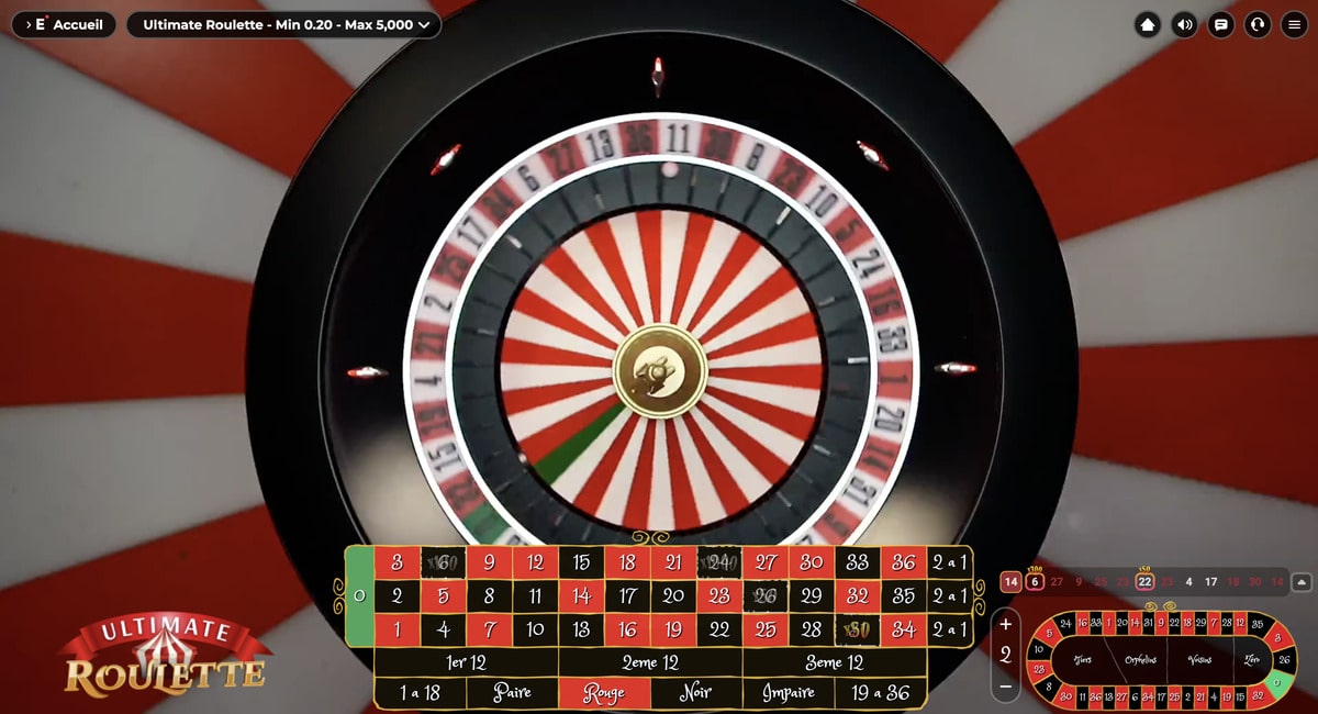 Cylindre de la roulette en live Ultimate Roulette