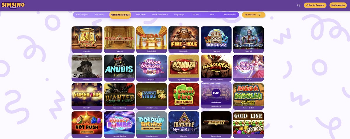 Machines a sous Online sur Simsino Machines a sous Online sur Simsino