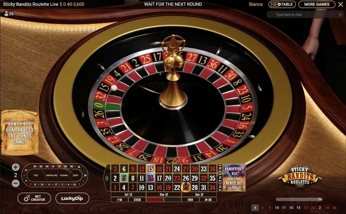 Cylindre du jeu Sticky Bandits Roulette Live
