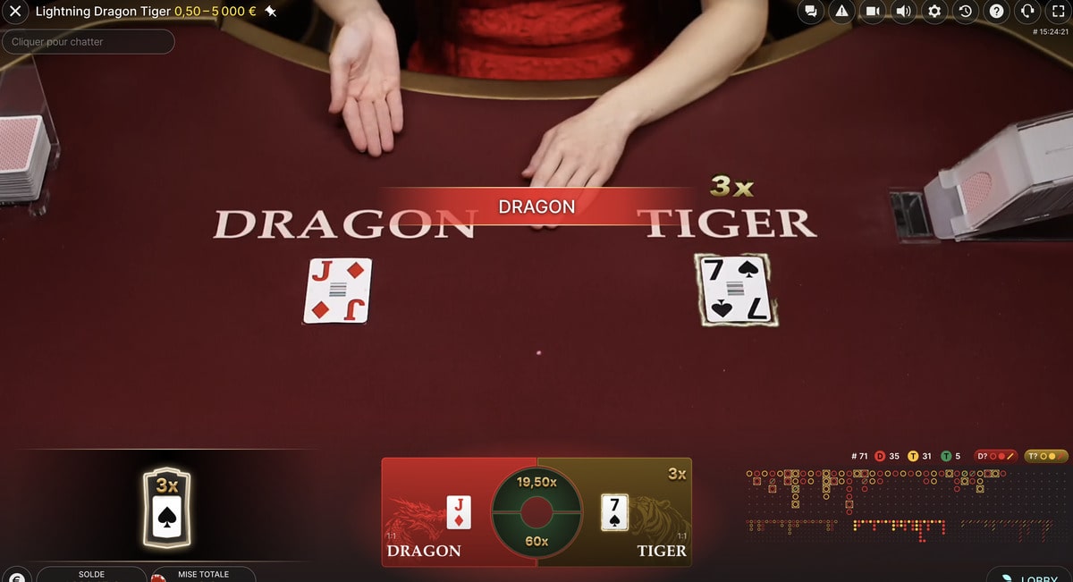 Table en Live Lightning Dragon Tiger