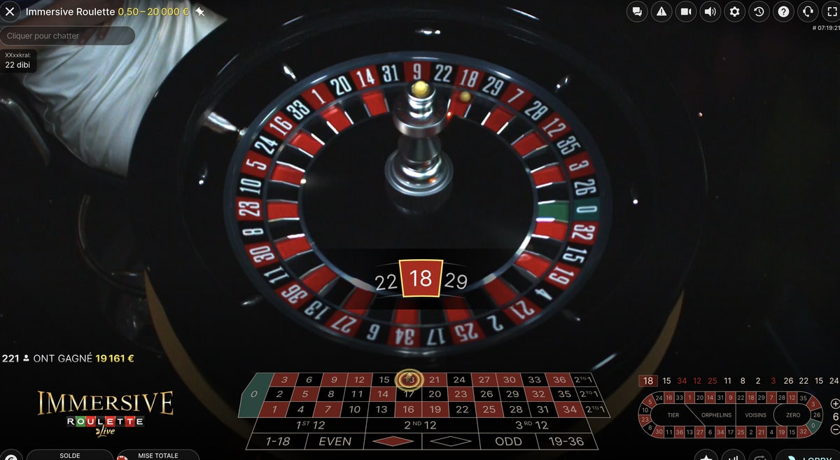 Immersive Roulette du logiciel Evolution