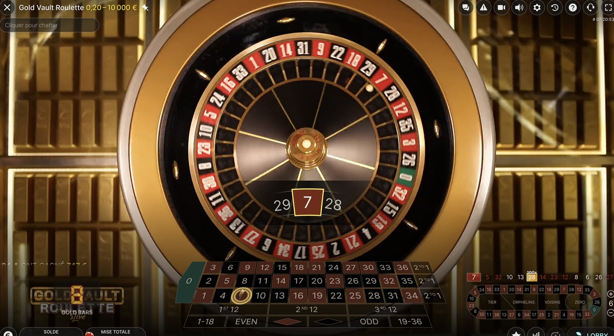 Numero gagnant a une roulette en ligne