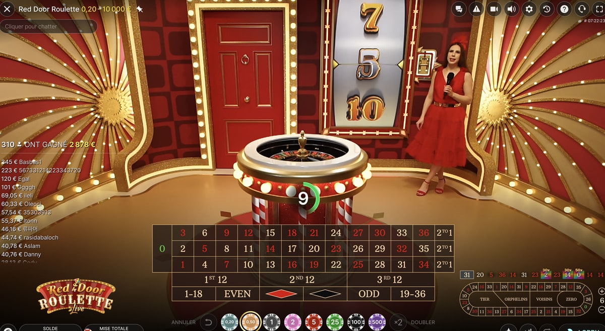 Studio d'une roulette en ligne avec croupier en direct