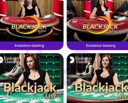 Tables de blackjack en ligne sur Simsinos