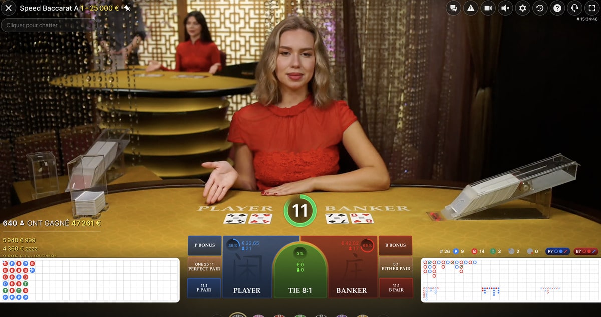 Cartes Baccara Live