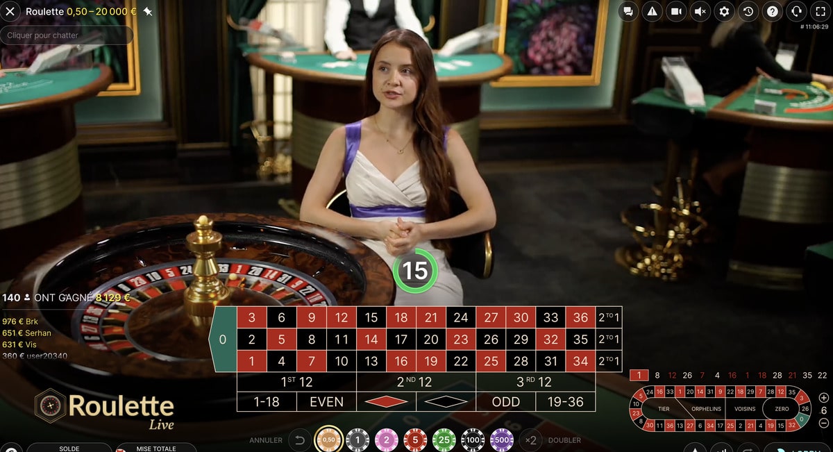 Roulette en ligne avec live dealer