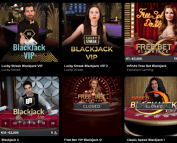Jeux en live de Black Jack sur FestivalPlay
