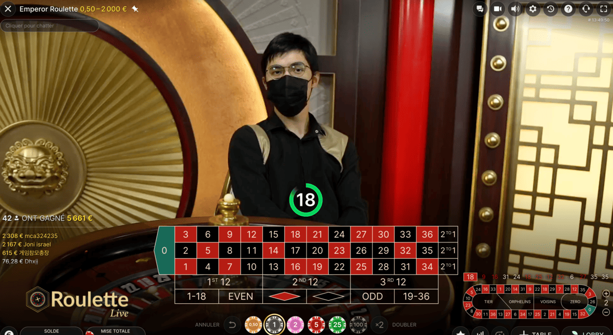 Croupier en Direct Emperor Roulette