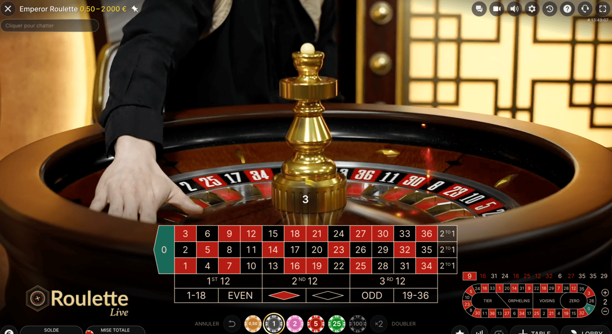 Cylindre de la roue d'Emperor Roulette