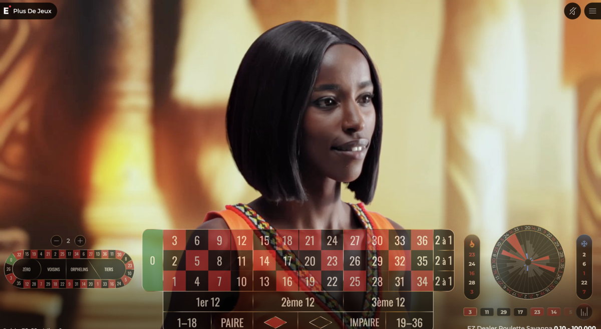 Live Dealer sur EZ Dealer Roulette Savana