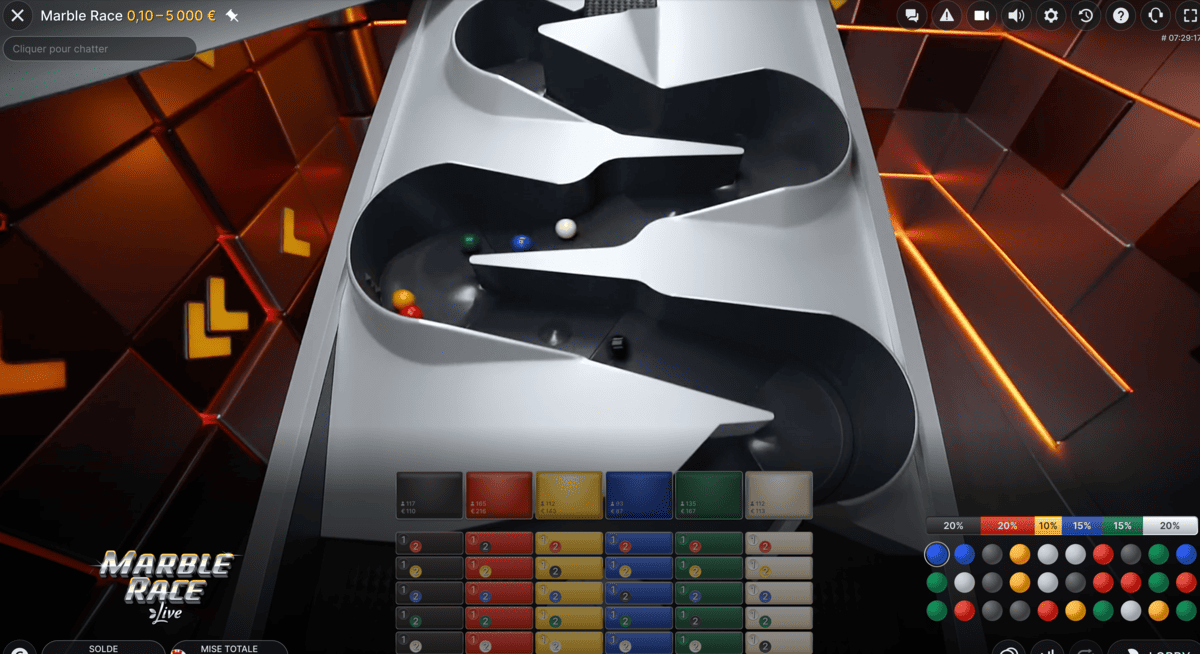 Course de boules en live sur Marble Race
