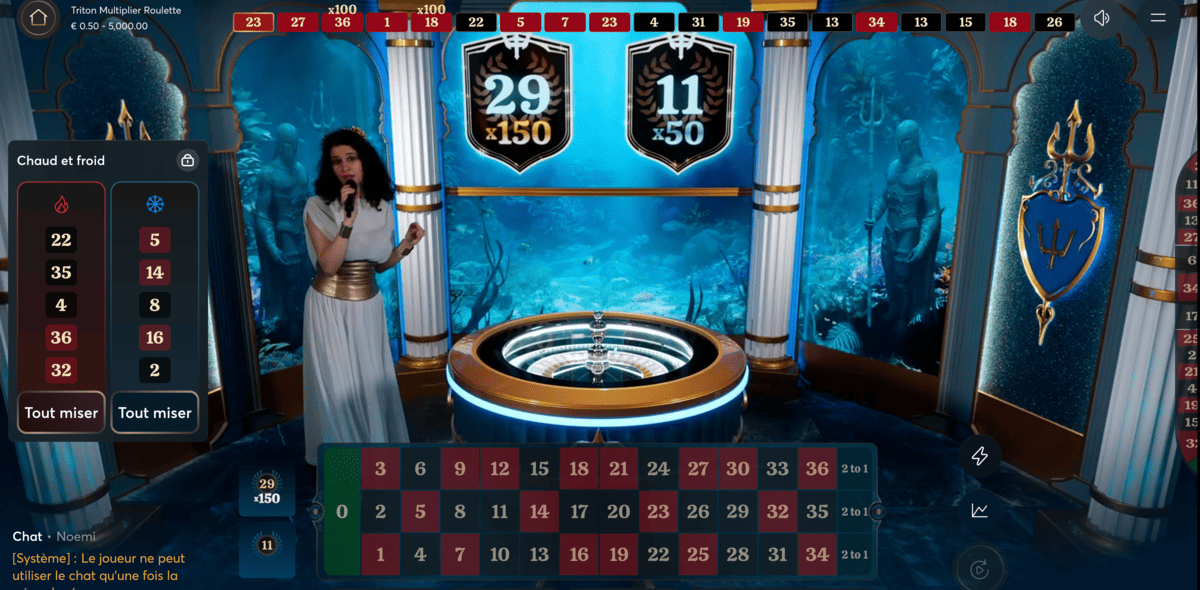 Multiplicateurs de Gains sur Triton Multiplier Roulette