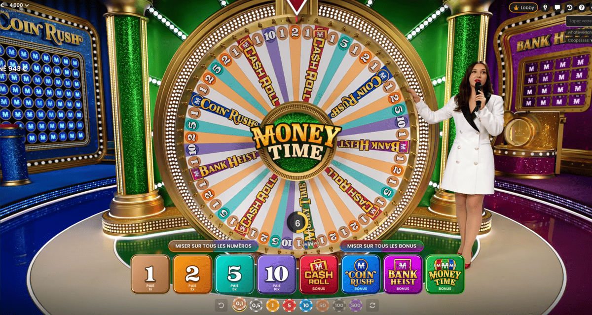 Croupiere en direct sur Money Time