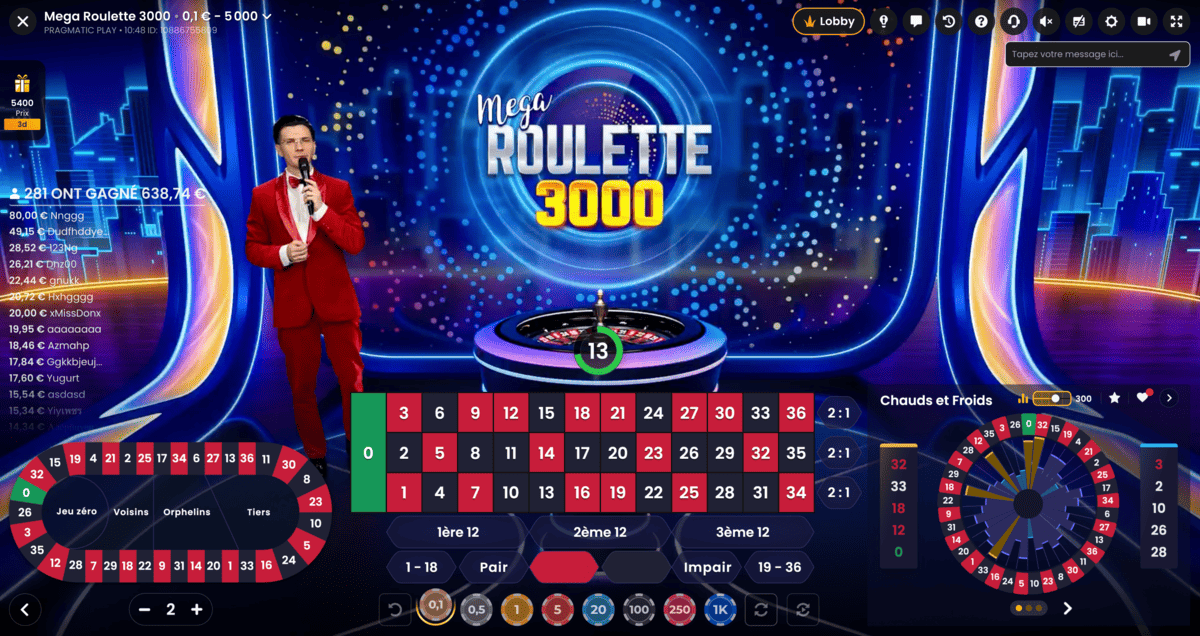 Live Studio de Mega Roulette 3000