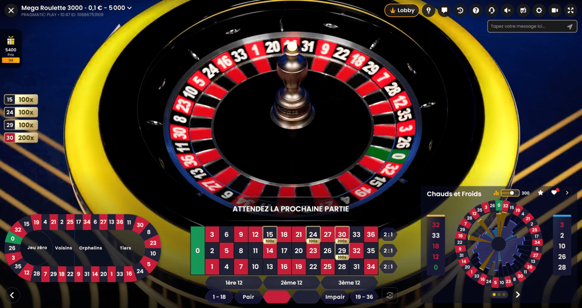 Roue de la Mega Roulette 3000